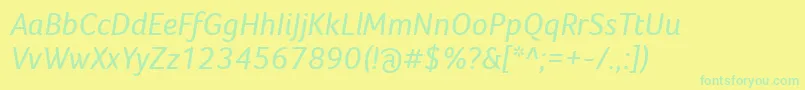 FocoItalic Font – Green Fonts on Yellow Background