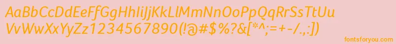 FocoItalic-Schriftart – Orangefarbene Schriften auf rosa Hintergrund