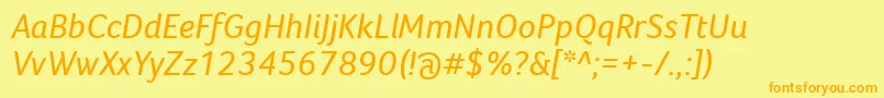 Fonte FocoItalic – fontes laranjas em um fundo amarelo