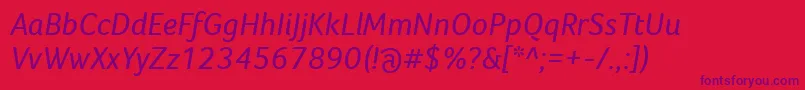 FocoItalic-Schriftart – Violette Schriften auf rotem Hintergrund
