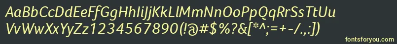 Fonte FocoItalic – fontes amarelas em um fundo preto