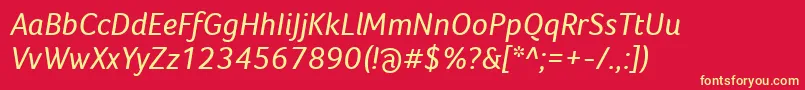 FocoItalic Font – Yellow Fonts on Red Background