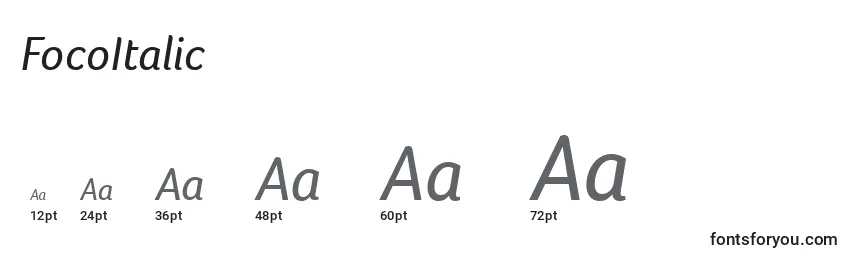 Размеры шрифта FocoItalic