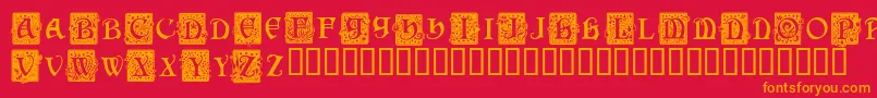フォントSquarecaps – 赤い背景にオレンジの文字