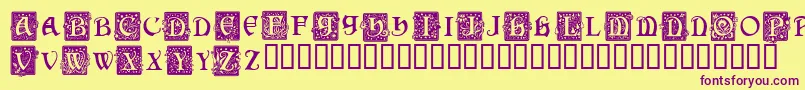 Weitere Informationen zur Squarecaps-Schriftart Squarecaps-Schriftart – Violette Schriften auf gelbem Hintergrund