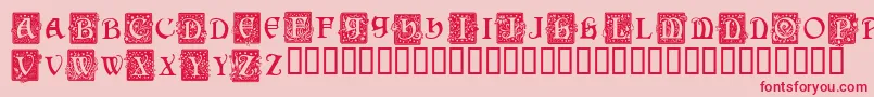 Squarecaps-Schriftart – Rote Schriften auf rosa Hintergrund