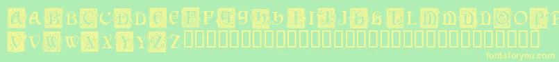 Squarecaps-Schriftart – Gelbe Schriften auf grünem Hintergrund