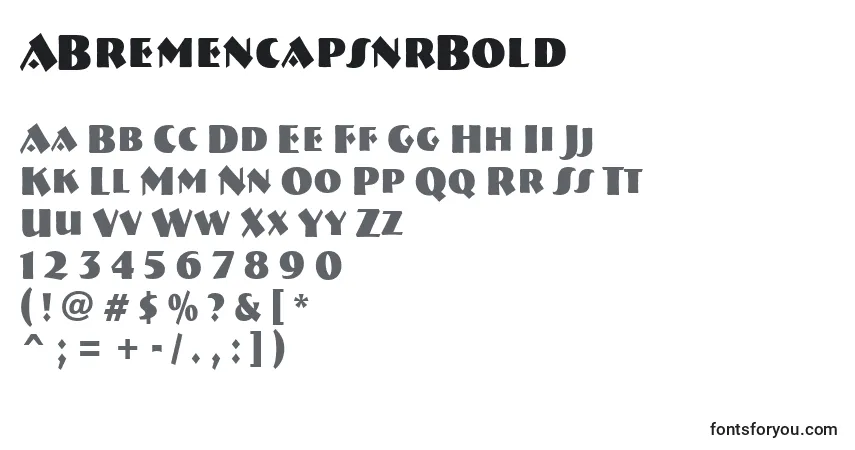 Шрифт ABremencapsnrBold – алфавит, цифры, специальные символы