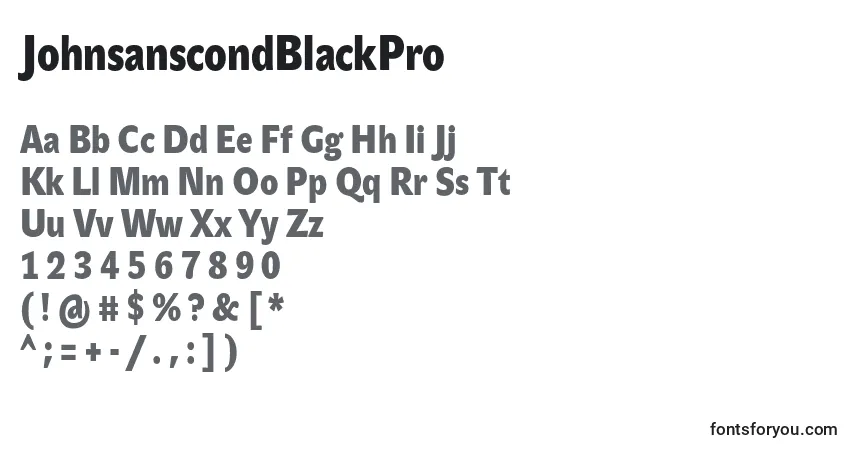 Шрифт JohnsanscondBlackPro – алфавит, цифры, специальные символы