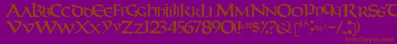 Weekendertype123Regular-Schriftart – Braune Schriften auf violettem Hintergrund