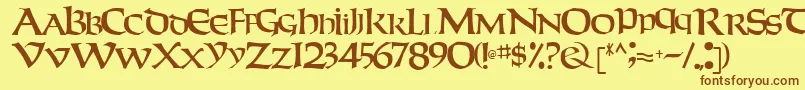 Weekendertype123Regular Font – Brown Fonts on Yellow Background