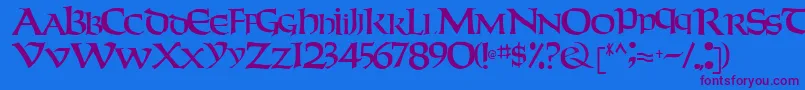 Weekendertype123Regular Font – Purple Fonts on Blue Background