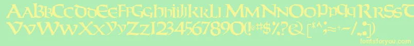 Шрифт Weekendertype123Regular – жёлтые шрифты на зелёном фоне