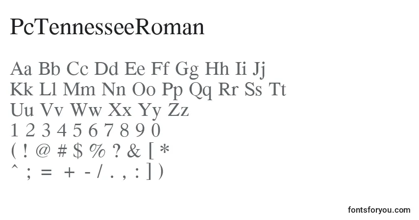Czcionka PcTennesseeRoman – alfabet, cyfry, specjalne znaki