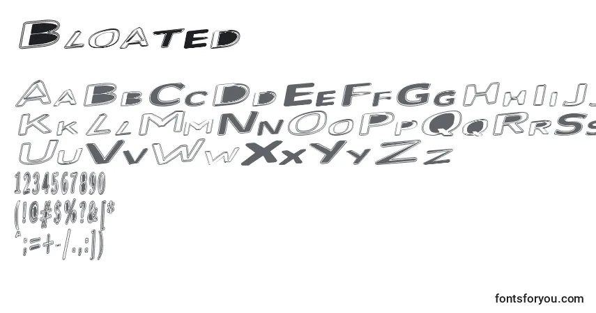 Schriftart Bloated – Alphabet, Zahlen, spezielle Symbole