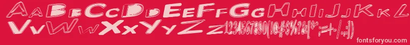 Fonte Bloated – fontes rosa em um fundo vermelho