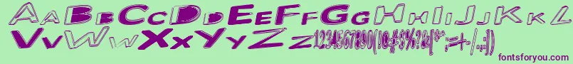 Bloated Font – Purple Fonts on Green Background