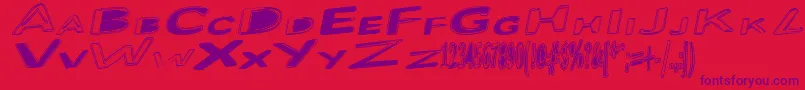 Bloated-Schriftart – Violette Schriften auf rotem Hintergrund