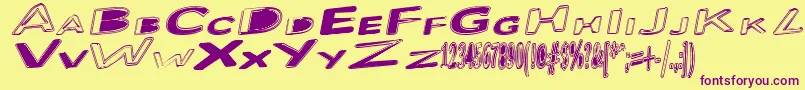 Bloated Font – Purple Fonts on Yellow Background