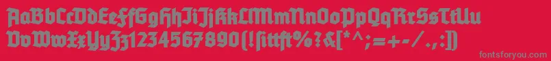 Tannenbergfett-fontti – harmaat kirjasimet punaisella taustalla