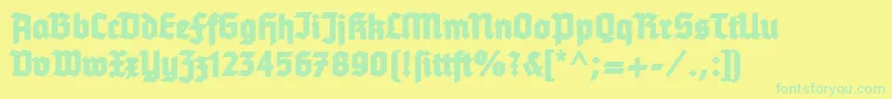 Tannenbergfett Font – Green Fonts on Yellow Background