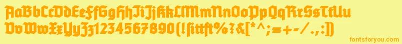 Tannenbergfett-Schriftart – Orangefarbene Schriften auf gelbem Hintergrund