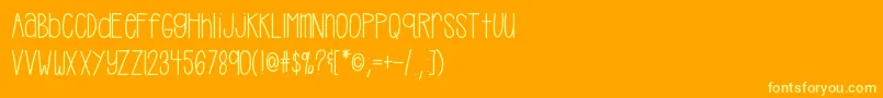 Hellocasual-Schriftart – Gelbe Schriften auf orangefarbenem Hintergrund