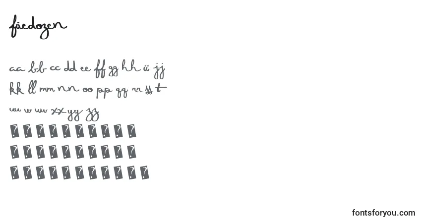 Schriftart Fivedozen – Alphabet, Zahlen, spezielle Symbole