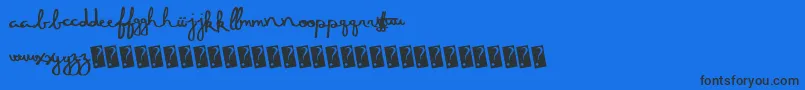 Fivedozen-Schriftart – Schwarze Schriften auf blauem Hintergrund