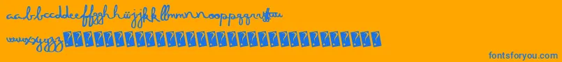 Fivedozen-Schriftart – Blaue Schriften auf orangefarbenem Hintergrund