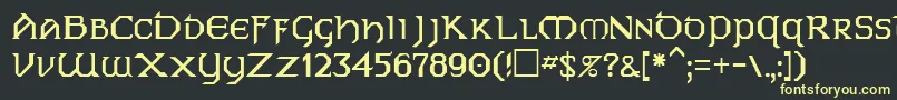 フォントEireRegular – 黒い背景に黄色の文字