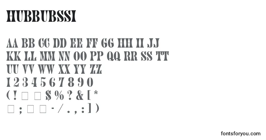 A fonte HubbubSsi – alfabeto, números, caracteres especiais