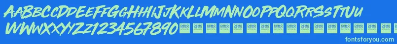 ThirdRailDemo-Schriftart – Grüne Schriften auf blauem Hintergrund