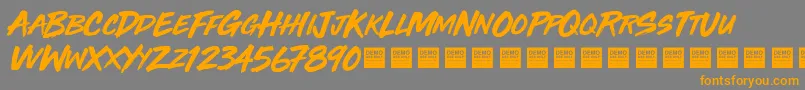 Więcej informacji o czcionce ThirdRailDemo Czcionka ThirdRailDemo – pomarańczowe czcionki na szarym tle