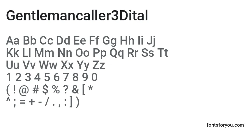 Gentlemancaller3Ditalフォント–アルファベット、数字、特殊文字
