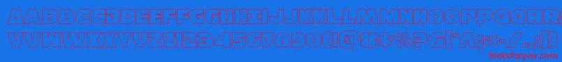 Hansolov3out Font – Red Fonts on Blue Background