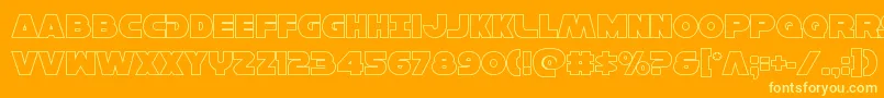 Hansolov3out-Schriftart – Gelbe Schriften auf orangefarbenem Hintergrund