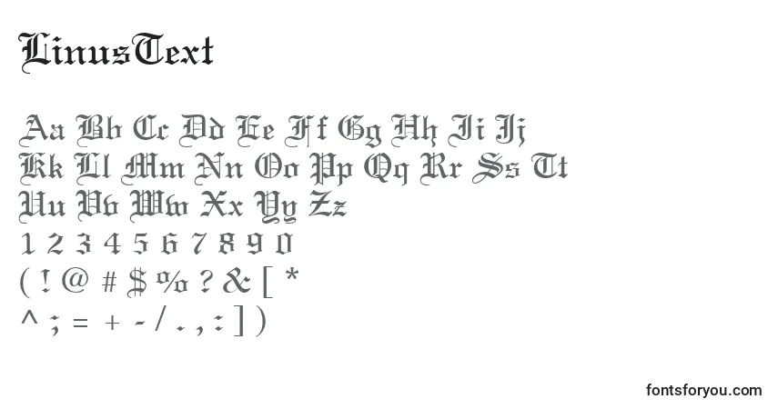 Czcionka LinusText – alfabet, cyfry, specjalne znaki