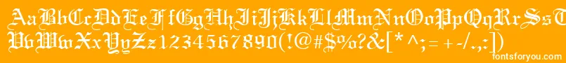 LinusText-Schriftart – Weiße Schriften auf orangefarbenem Hintergrund