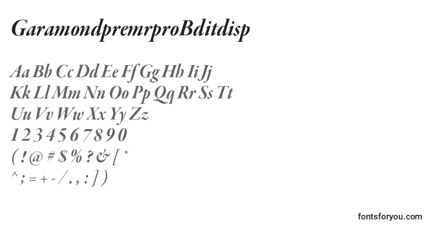 Czcionka GaramondpremrproBditdisp – alfabet, cyfry, specjalne znaki
