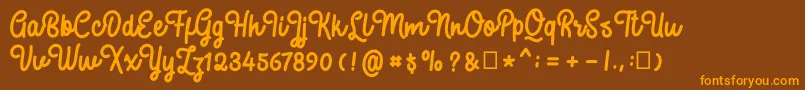 SweatyBeta-Schriftart – Orangefarbene Schriften auf braunem Hintergrund