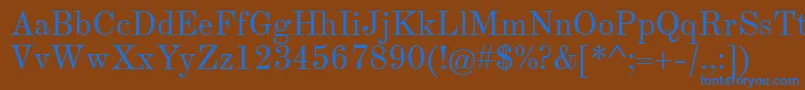 TheanoModernRegular-Schriftart – Blaue Schriften auf braunem Hintergrund