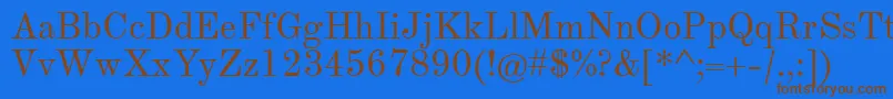 TheanoModernRegular-Schriftart – Braune Schriften auf blauem Hintergrund