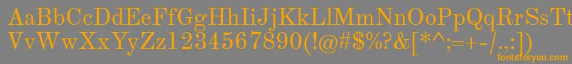 フォントTheanoModernRegular – オレンジの文字は灰色の背景にあります。