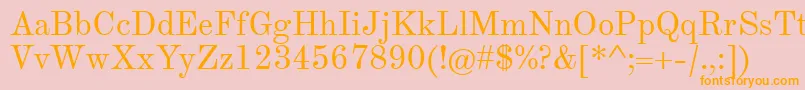 TheanoModernRegularフォントについての詳細 フォントTheanoModernRegular – オレンジの文字がピンクの背景にあります。