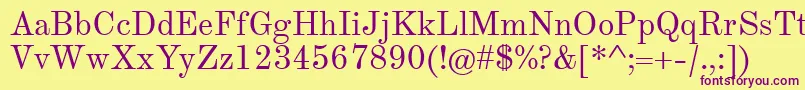 TheanoModernRegular-Schriftart – Violette Schriften auf gelbem Hintergrund