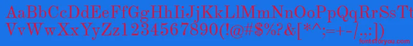 TheanoModernRegular Font – Red Fonts on Blue Background