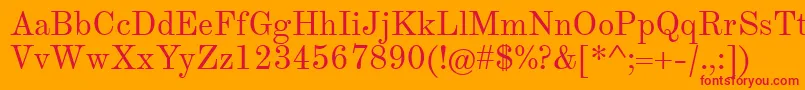 TheanoModernRegular Font – Red Fonts on Orange Background