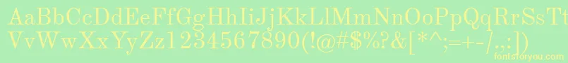TheanoModernRegular-Schriftart – Gelbe Schriften auf grünem Hintergrund