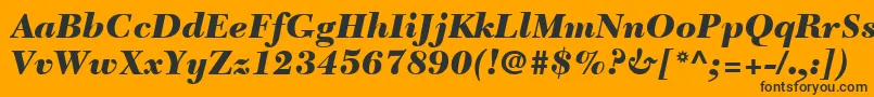 Шрифт NewCaledoniaLtBlackItalic – чёрные шрифты на оранжевом фоне